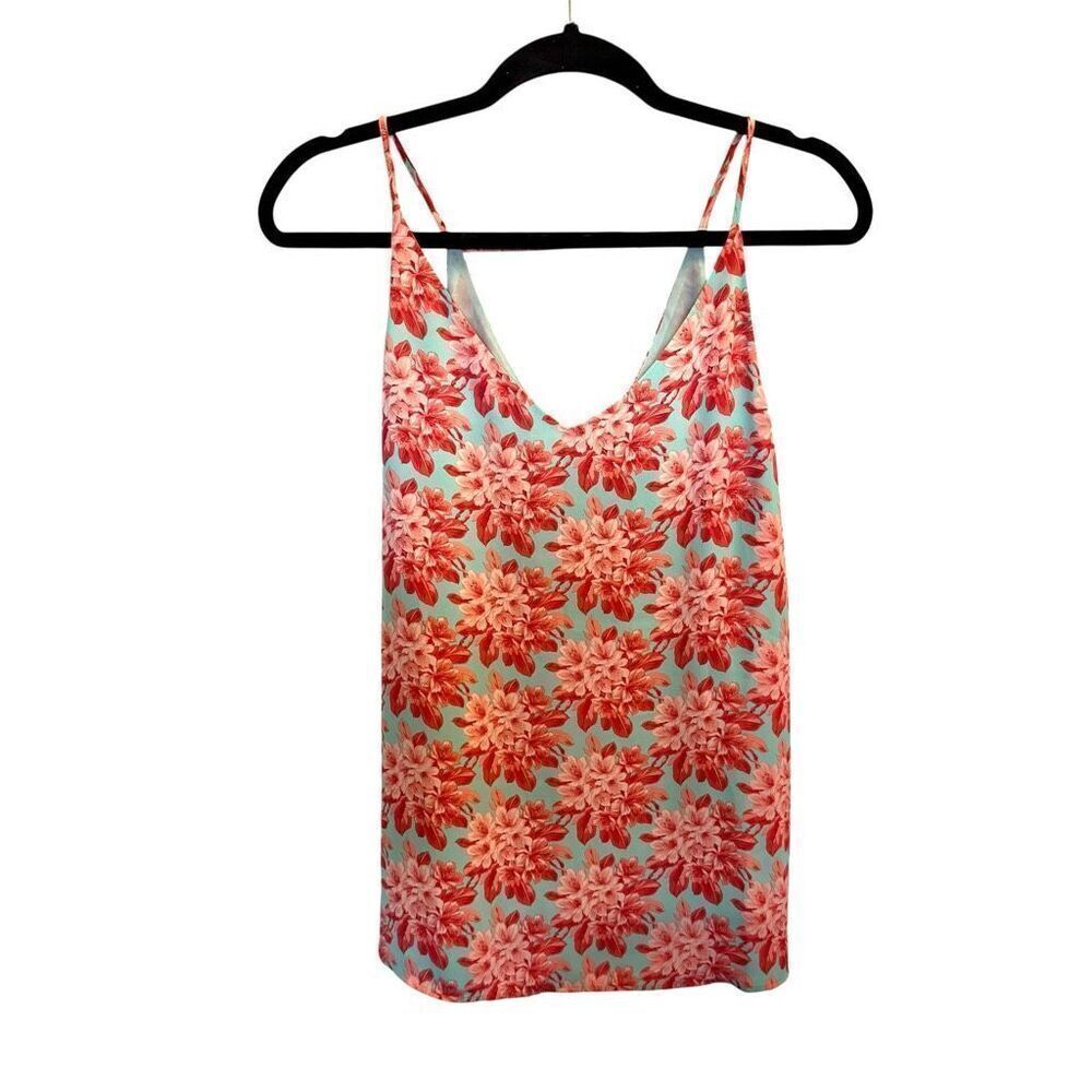 LOFT pink and green floral tank top size medium new with tags!